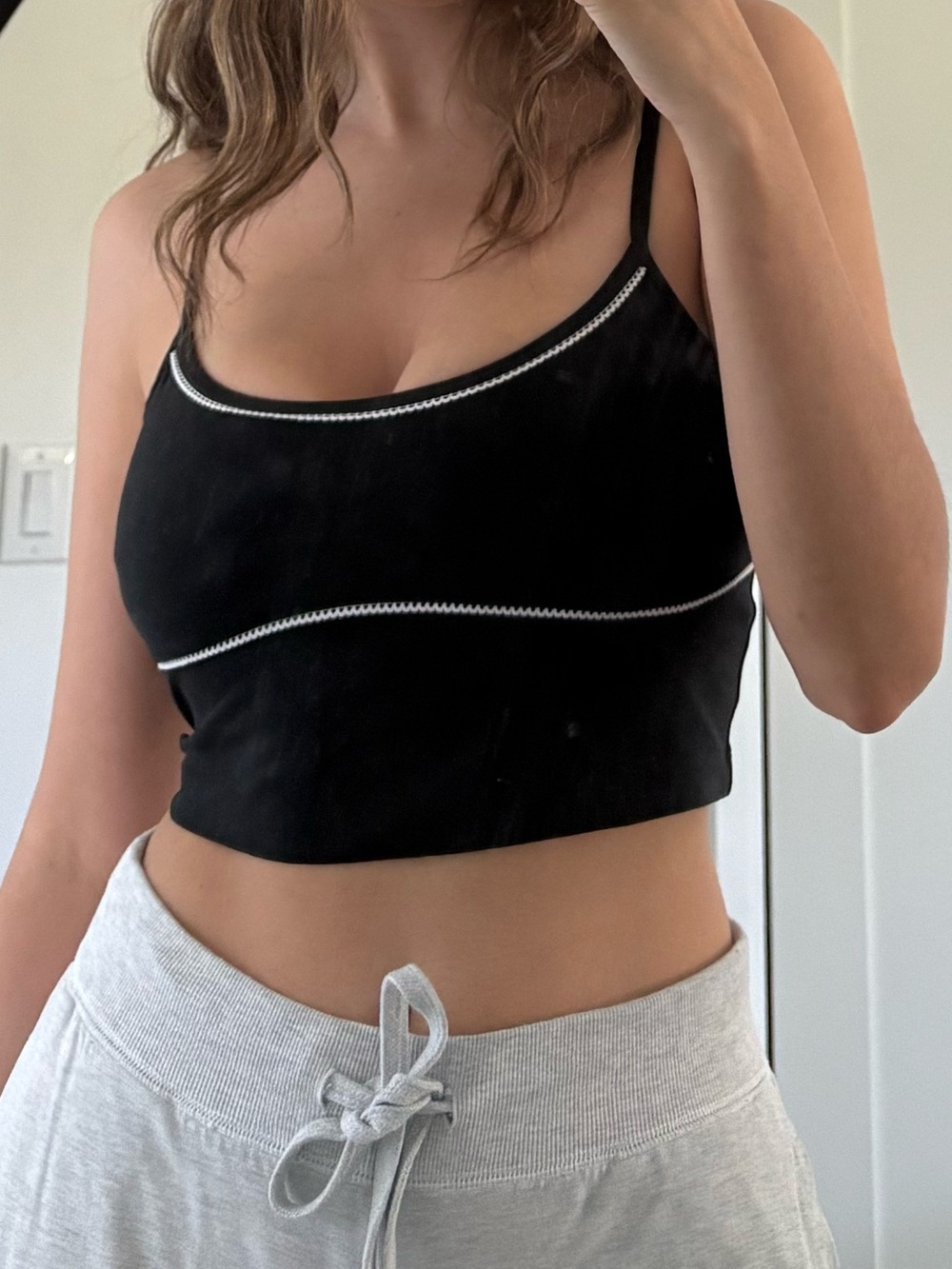 Abercrombie & Fitch Black Cropped Cami with White Trim